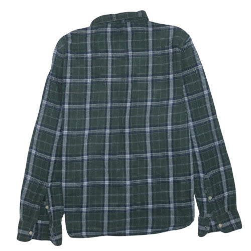 Lee Men's Green Check Flannel Button-Up Shirt Size L Long Sleeve