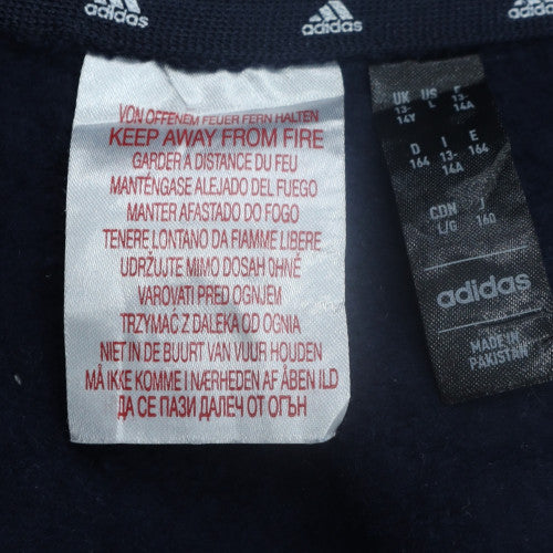 Adidas Boys Navy Blue Full Zip Hoodie Size 11-12 Years Classic 3-Stripes