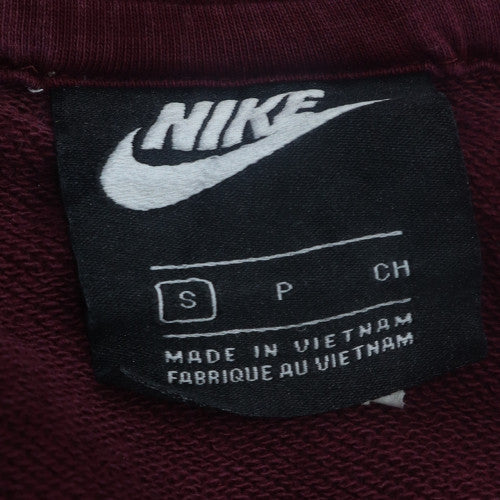 Nike Women's Burgundy Full Zip Hoodie Small Cotton Blend
