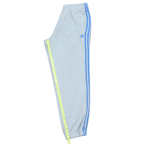 Adidas Men's Grey Regular Fit Sweatpants with Blue Stripes Size L