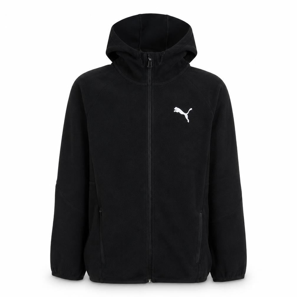 Front view of Puma boys’ black full zip hoodie 13-14 years fleece athletic sweatshirt