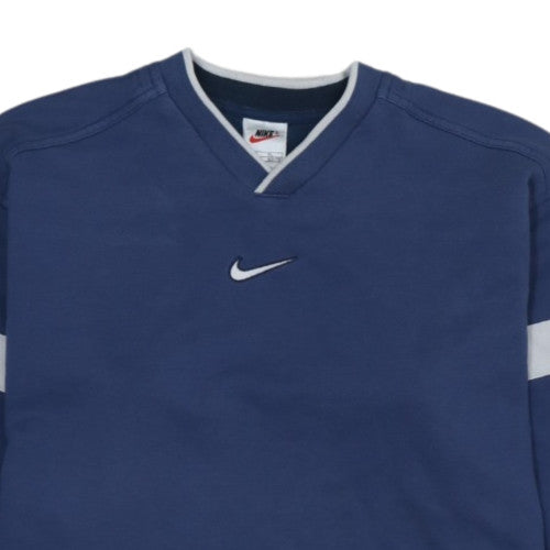 Nike Boys Blue XL Pullover Sweatshirt V-Neck Fleece Cotton Blend