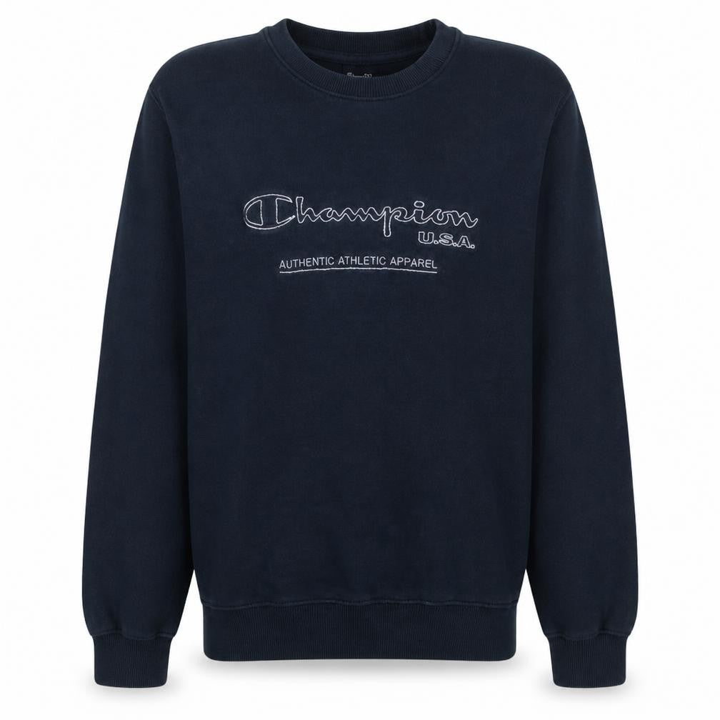 Champion Men's Blue L Pullover Sweatshirt Embroidered Logo Crew Neck