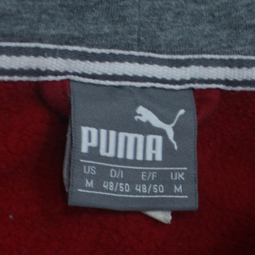 Puma Men's Red Full Zip Hoodie M Fleece Logo Sportswear