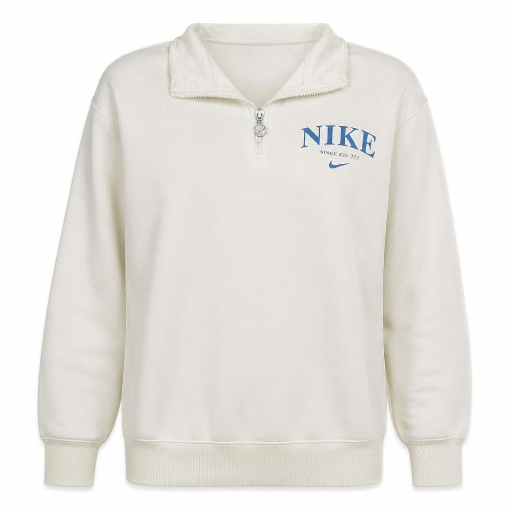 Nike Women's Ivory 1/4 Zip Pullover Sweatshirt Small Cotton Blend