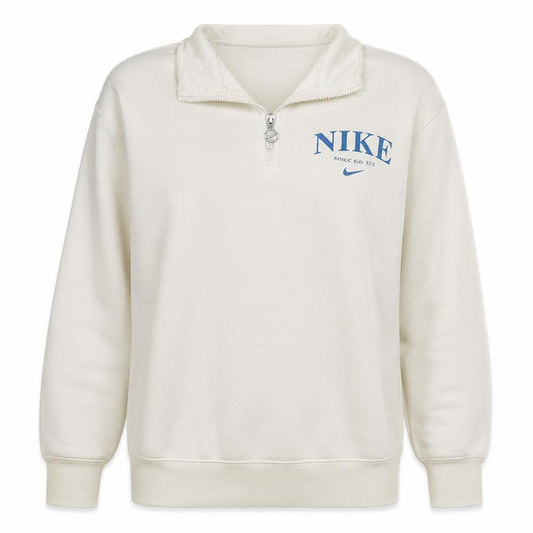 Nike Women's Ivory 1/4 Zip Pullover Sweatshirt Small Cotton Blend