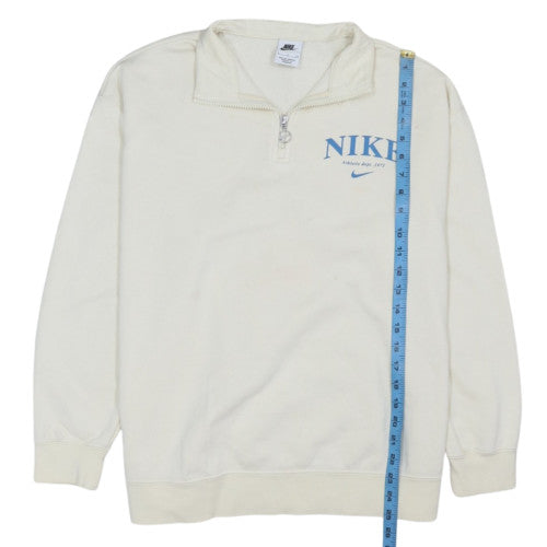 Nike Women's Ivory 1/4 Zip Pullover Sweatshirt Small Cotton Blend