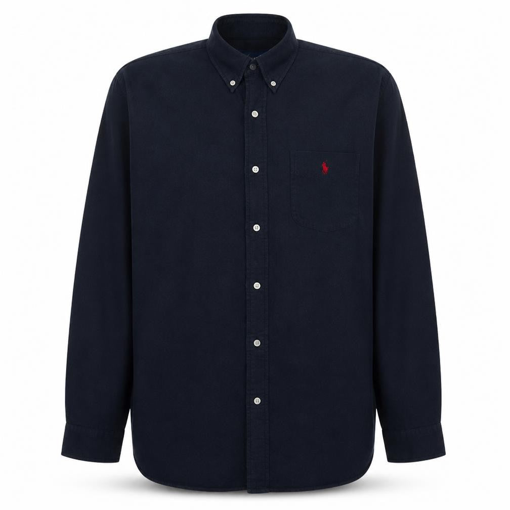 Ralph Lauren Men's Navy Blue Button-Up Casual Shirt Size 17 34 Cotton