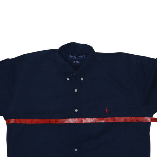 Ralph Lauren Men's Navy Blue Button-Up Casual Shirt Size 17 34 Cotton