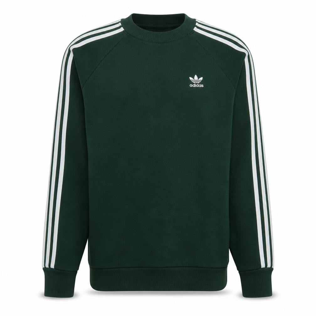 Adidas Mens Green XS Crew Neck Sweatshirt with Logo Stripe Design
