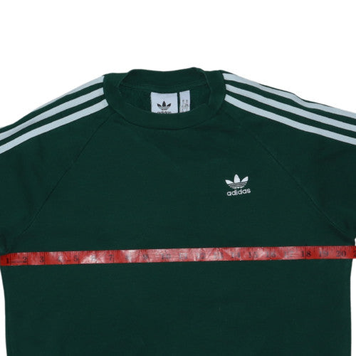 Adidas Mens Green XS Crew Neck Sweatshirt with Logo Stripe Design