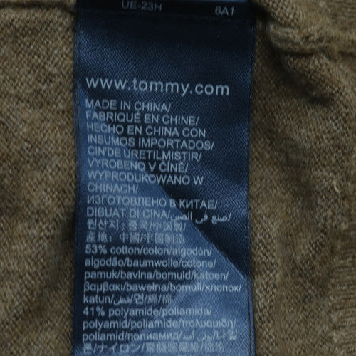 Tommy Hilfiger Men's Brown V-Neck Cotton Wool Jumper Size M