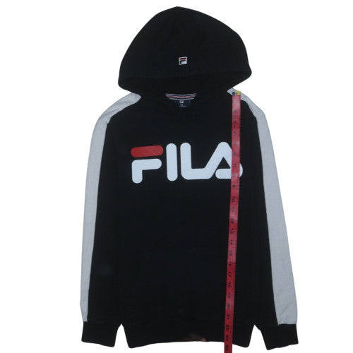 FILA Womens XS Black Pullover Hoodie with Logo Design