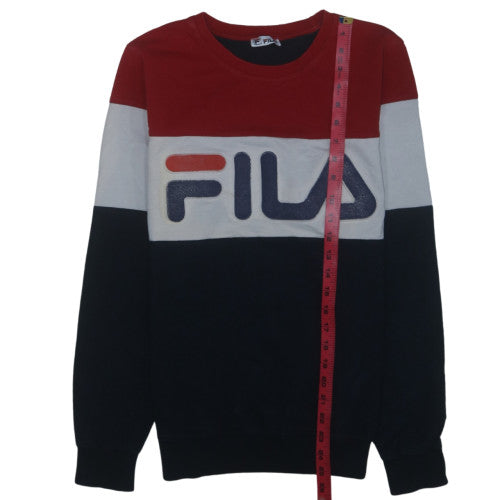 Fila Womens Red White Blue Colourblock Pullover Sweatshirt M
