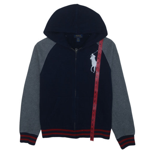 Ralph Lauren Boys Blue Full Zip Hoodie Size 14-16 Years Cotton Blend