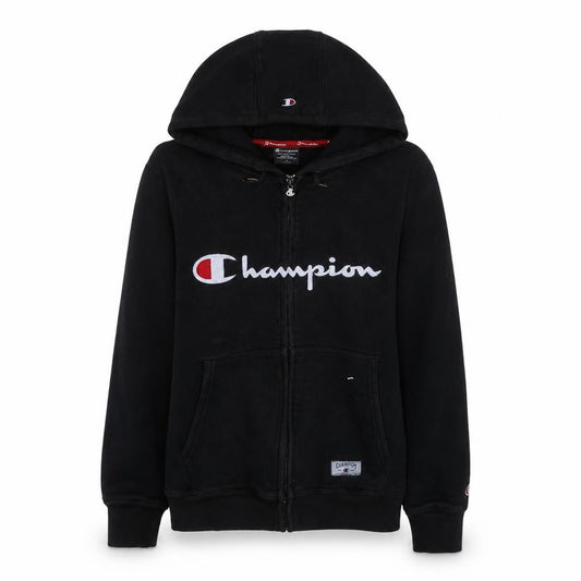 Champion Men's Black Full Zip Hoodie Small Embroidered Logo