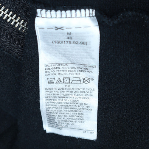 Gap Women Black M Full Zip Hoodie Cotton Blend Zip Pockets Casual
