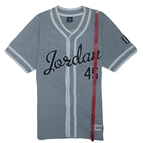 Jordan Men’s Grey Short Sleeve Button Sweatshirt L Sports Style