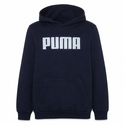 Puma Mens Blue Pullover Hoodie Large Logo Sports Fleece