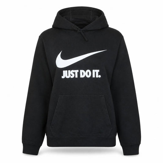 Nike Women's Black Medium Pullover Hoodie 'Just Do It' Logo Sweatshirt