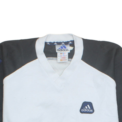 Adidas Boys XS White Retro V-Neck Sports T-Shirt