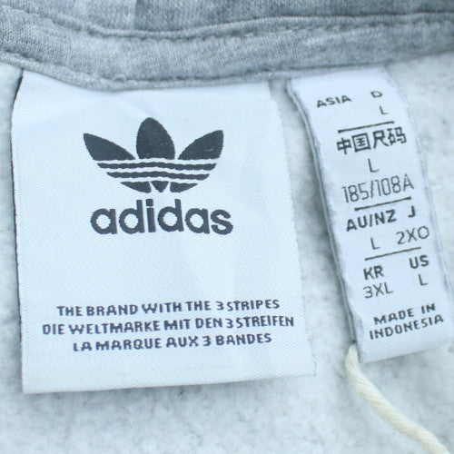 Adidas Mens Grey L Pullover Hoodie Cotton Blend Graphic Print