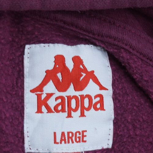 Kappa Womens Purple Hoodie Large Pullover Cotton Blend Logo Sweatshirt