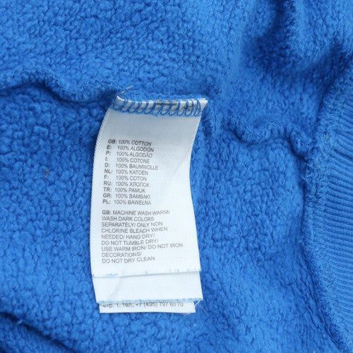 The North Face Mens Blue Pullover Hoodie Medium Cotton Logo Sweatshirt