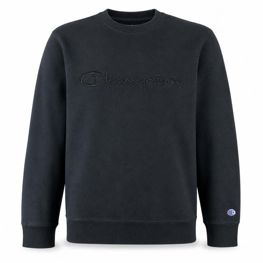 Champion Mens Black M Pullover Sweatshirt Embroidered Logo Crew Neck