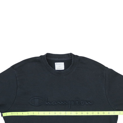 Champion Mens Black M Pullover Sweatshirt Embroidered Logo Crew Neck