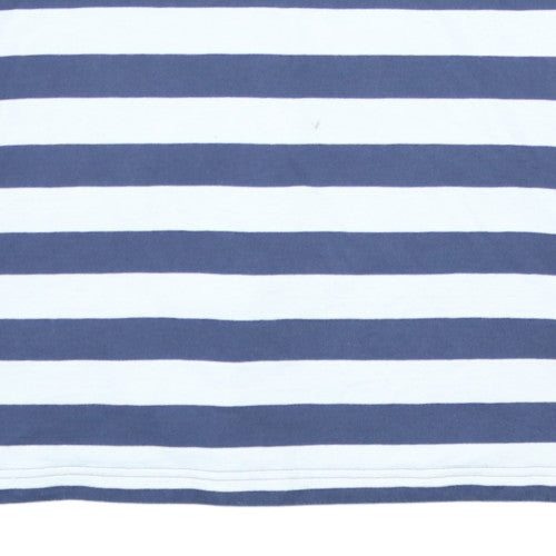 Adidas Mens Blue Striped Collared 1/2 Zip Sweatshirt Size L