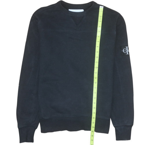 Calvin Klein Jeans Men Black Small Crew Neck Cotton Sweatshirt