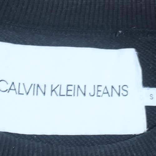 Calvin Klein Jeans Men Black Small Crew Neck Cotton Sweatshirt