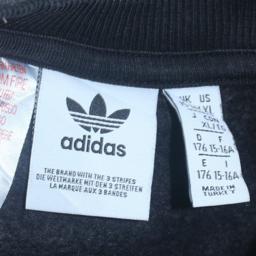 Adidas Boys Black Pullover Crew Neck Fleece Sweatshirt 16 Years