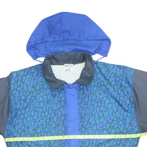 Marcel Clair Mens Blue XL 90s Windbreaker Jacket Hooded Retro Nylon