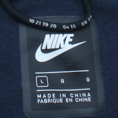 Nike Men’s Blue Full Zip Hoodie L Logo Fleece Sportswear