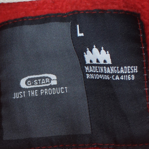 G-Star Men's Red Pullover Hoodie L Logo Fleece Sweatshirt