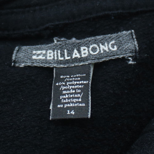Billabong Girls Black Pullover Hoodie Size 14 Years Logo Fleece Sweatshirt