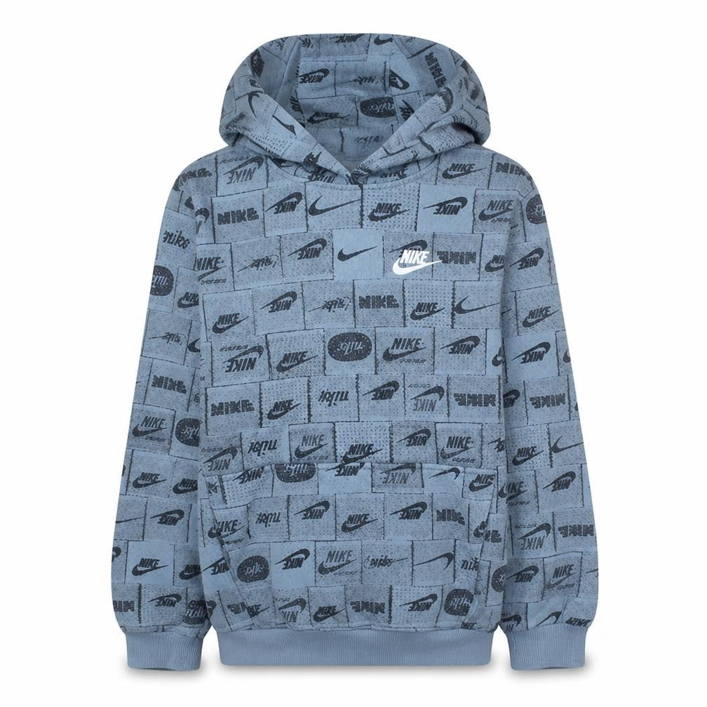 Nike Boys Blue Logo Print Pullover Hoodie Size L (147-158 cm)