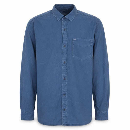 Tommy Jeans Men's Blue Long Sleeve Button-Up Cotton Shirt L
