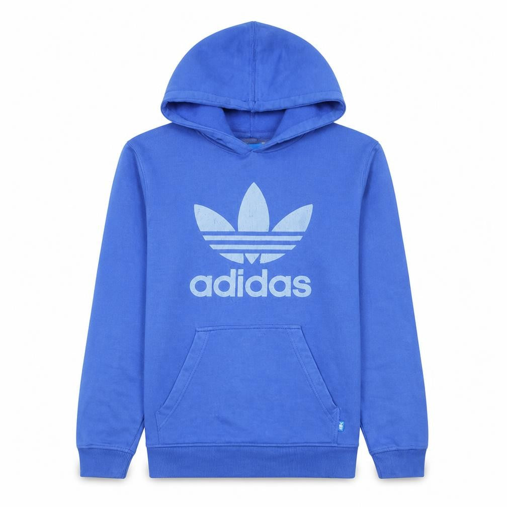Adidas Men Blue Pullover Hoodie Fleece Graphic Logo Size S