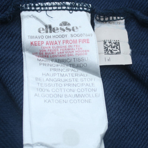Ellesse Men's Blue Pullover Hoodie UK M Logo Graphic Cotton