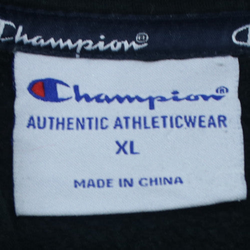 Champion Men's Black XL Pullover Hoodie with Logo Design