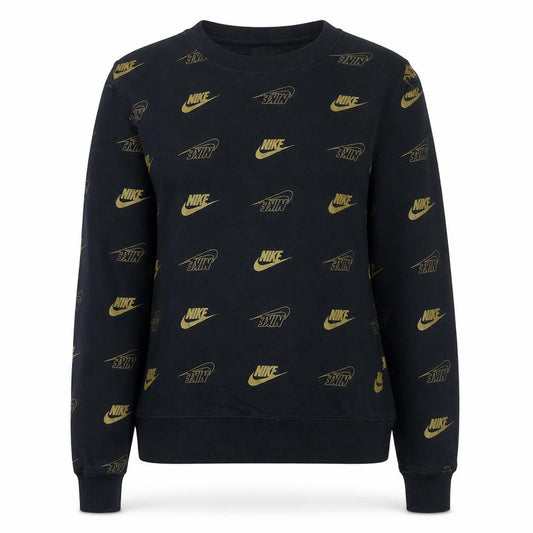 Nike Womens Black Logo Print Pullover Sweatshirt Size M