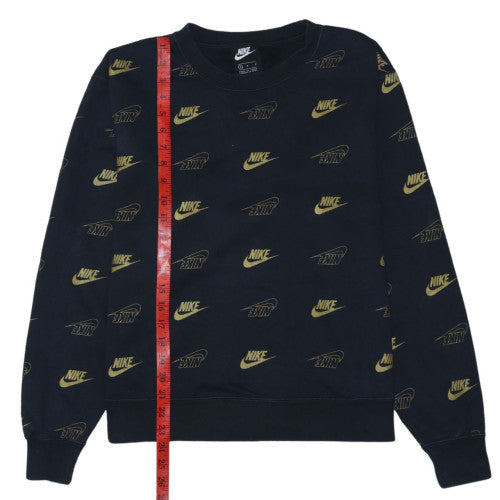 Nike Womens Black Logo Print Pullover Sweatshirt Size M
