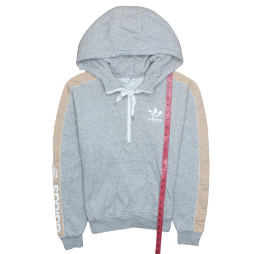 Adidas Women's Grey Beige 1/4 Zip Hooded Pullover XS Sweatshirt