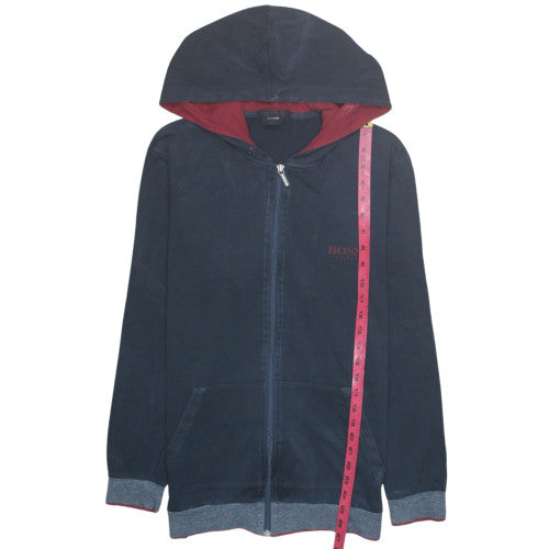 Hugo Boss Men's Blue Full Zip Hoodie Sweatshirt L Cotton Blend