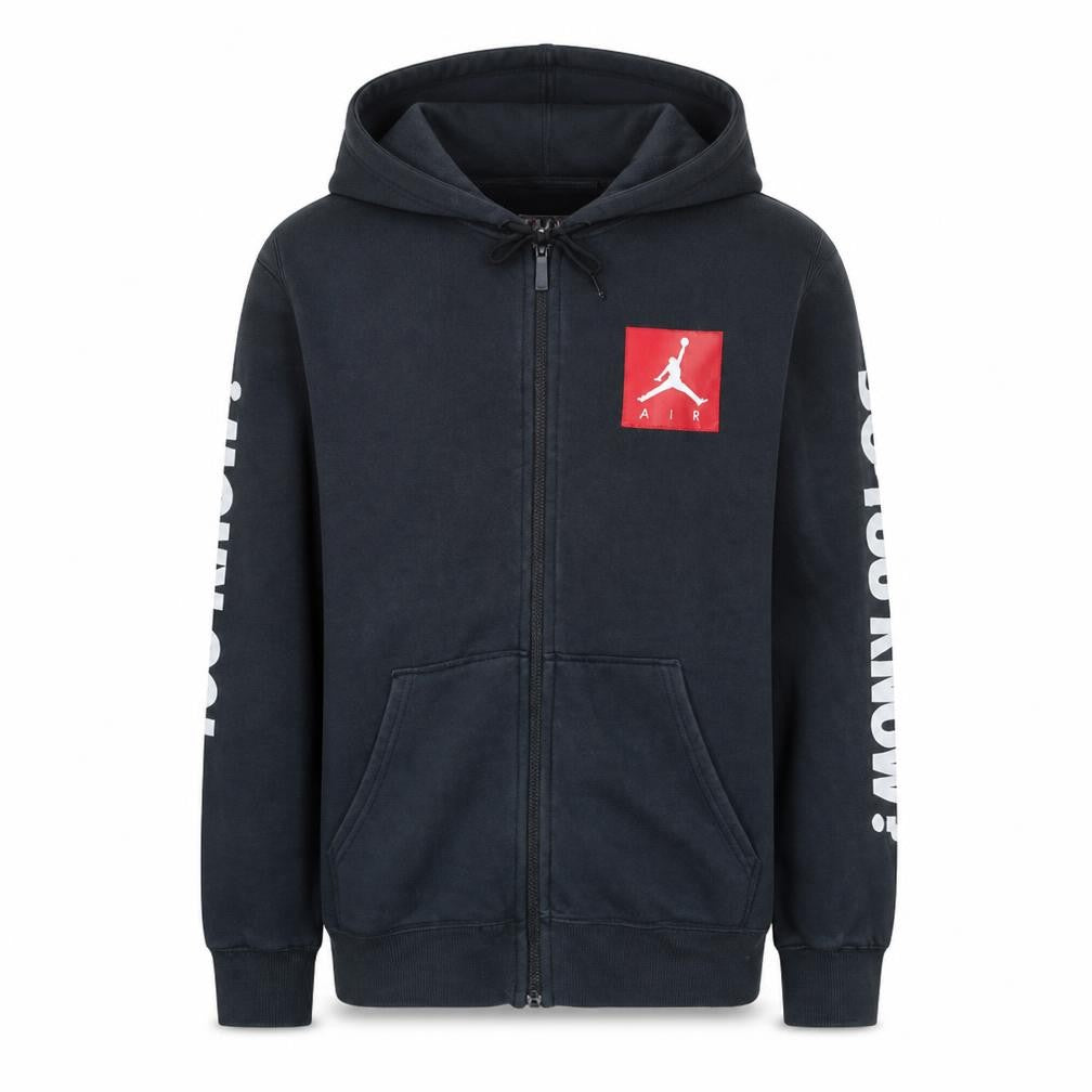 Jordan Air Mens Black Full Zip Hoodie Small Logo Graphic Sweatshirt