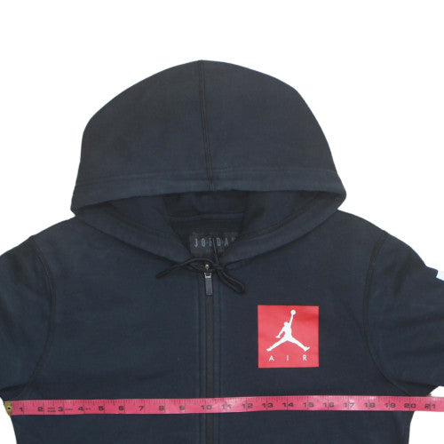 Jordan Air Mens Black Full Zip Hoodie Small Logo Graphic Sweatshirt