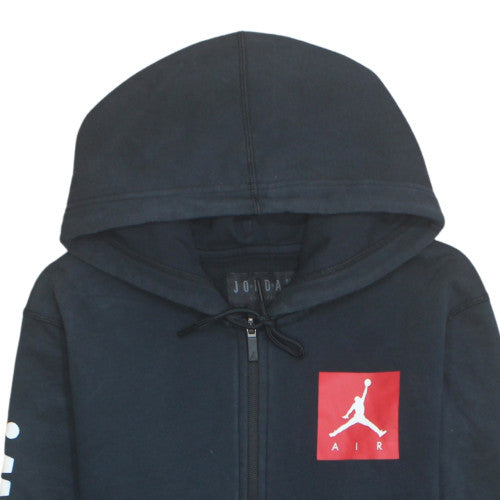 Jordan Air Mens Black Full Zip Hoodie Small Logo Graphic Sweatshirt